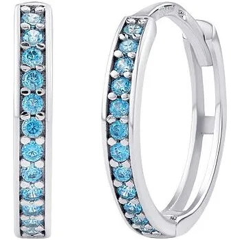 Náušnice Zlaté náušnice kruhy z bílého zlata Lily s modrými Brilliance Zirconia PRGCEMBEREGWLB