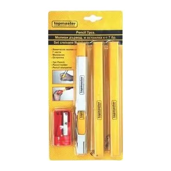 Grafitová tužka Top Master Pro Tužka tesařská - sada s ořezávátkem a držátkem - 7ks TMP - TM-549938