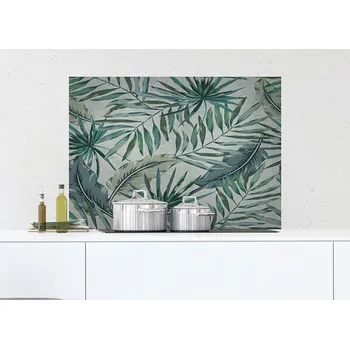 Samolepící dekorace Samolepicí panel za sporák Bellacasa Tropické listy 65 x 47 cm / Žáruvzdorná dekorace do kuchyně 67283 Kitchen Panel Tropical Leaves Crearreda
