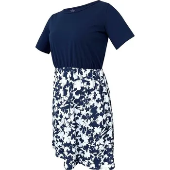 Dámské šaty Dámské šaty, krátký rukáv NOMARA 801 tm.modrá/tisk S