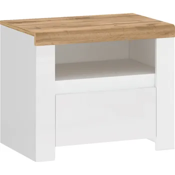 Noční stolek Noční stolek 1S, bílý lesk/dub wotan, VILGO