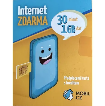 Příslušenství k chytrým hodinkám MOBILCZ MOBIL.CZ Předplacená karta s kreditem 100Kč + 1GB + 30minut