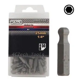 Bit 4CZech Bit 1/4" 6HR s kuličkou 2,5mm délka 25mm balení 50ks - 4CZ-8077-25-50