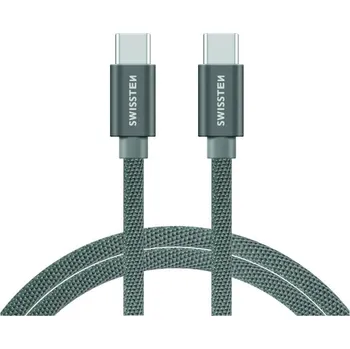 Datový kabel - Swissten - Textile - USB-C na USB-C - 2M - Stříbrný