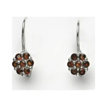 Náušnice Stříbrné náušnice přírodní granát - VE3 (Stříbrné náušnice kytička s přírodním granáty)