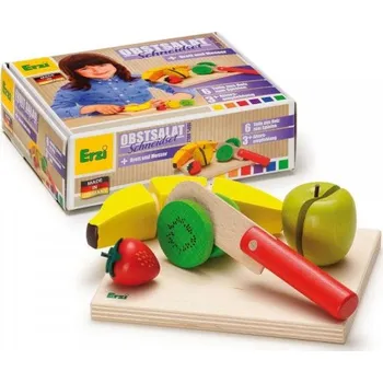 Dřevěná hračka Erzi - Německo Set potravin ke krájení ovocný salát