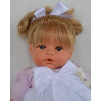 Panenka Susi - holčička v růžovo-bílých šatech od firmy Lamagik ze Španělska (Španělská panenka Susi - 47 cm)