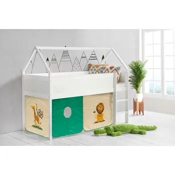 Dětská postel Svět pokojů Dětská vyvýšená postel DOMEK bílá - SAFARI