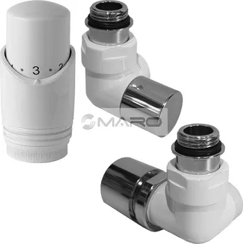 Instalatérský materiál Smart30 SET radiátorový úhlový 1/2" x 3/4" EK, pravý, bílý + termostatická hlavice 2TTBB, 5214812703HTBB