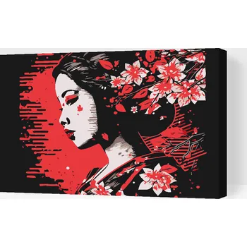 Malování podle čísel - Gejša Velikost: 40x60cm, Rámování: Pouze srolované plátno