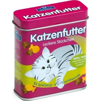 Dřevěná hračka Erzi - Německo Kočičí granule v plechové dóze