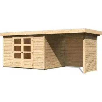 Zahradní domek dřevěný domek KARIBU ASKOLA 5 + přístavek 240 cm včetně zadní a boční stěny (77735) natur