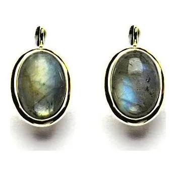 Náušnice Zlaté náušnice, přírodní labradorit, žluté zlato, NK 1454