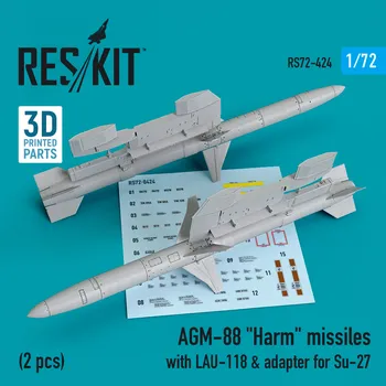 Plastikový model Reskit 1/72 AGM-88 'Harm' missiles w/LAU-118 & adapter