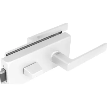 Dveřní kování TI - ZÁMEK na sklo s klikou SONIA 4026 - WC kování na sklo WC set WS - Bílá matná (152)