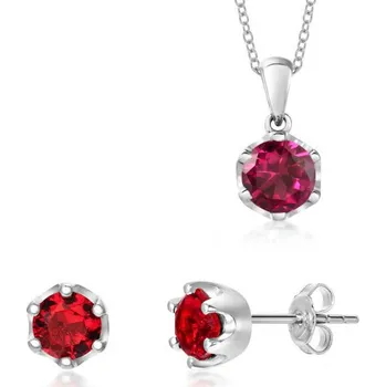 Souprava šperků SOFIA stříbrný set náušnice, přívěsek a řetízek COPZA87195+COEZA87194