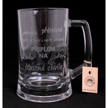 Sklenice Půllitr - gravírovaný text Připíjím na...