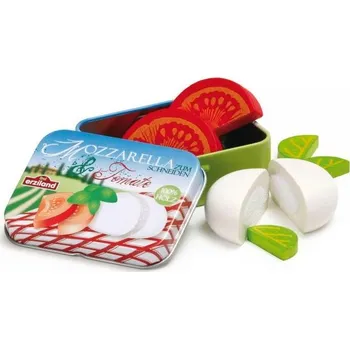 Dřevěná hračka Erzi - Německo Mozzarella s račaty v plechové dóze