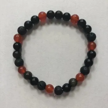 Drahý kámen Náramek Karneol, láva, obsidián