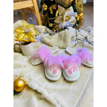 Dívčí mikina Vánoční set mamka a dcera pantofle vločka 21, Velikost dospělí 39, Velikost děti 30