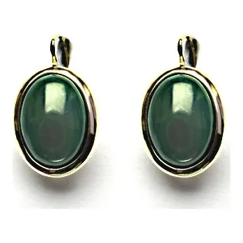 Náušnice Zlaté náušnice, přírodní malachit, žluté zlato, NK 1454