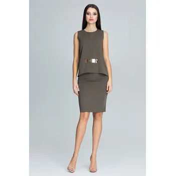 Elegantní sada halenka + sukně M584 FIGL Barva: Olivová, Velikost: M