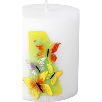 Svíčka Svíčka MOTÝLI VÁLEC velikonoční vyřezávaná d6x7cm