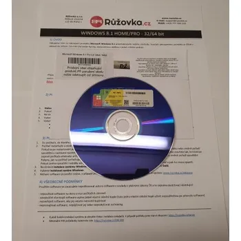 Operační systém Microsoft Windows 8.1 Pro CZ 32bit / 64bit, Software Certifikát pravosti + 64bit DVD CZ MICROSOFT 4YR-00170
