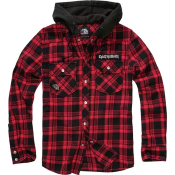 Pánská košile košile pánská Iron Maiden - EDDI - Check - BRANDIT - 61048-dark red+b - S