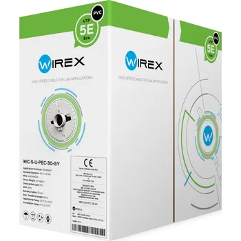 elektrický kabel Wirex WIC-5-U-PEC-30-GY WIREX Instalační kabel CAT5E U/UTP PVC / ECA 305m box šedý