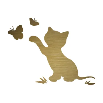 Samolepící dekorace SAMOLEPKA Kočka 037 levá s motýlky (64 - škrábaný kov zlatý) NA AUTO, NÁLEPKA, FÓLIE, POLEP, TUNING, VLASTNÍ TEXT, TISK, AUTOSAMOLEPKY.cz, POLEPY, OBRÁZEK, LOGO, SAMOLEPKY