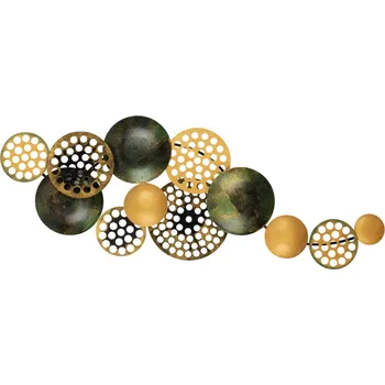 Nástěnná kovová dekorace BUBBLES 90 cm černá/zlatá
