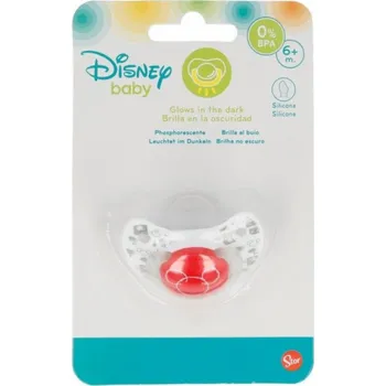 dudlíky Disney Mickey Mouse - anatomicky tvarovaný silikonový dudlík 6 m+ (svítící ve tmě), univerzální