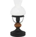 Rabalux 7072 PETRONEL - Rustikální stolní lampa 1 x E27, výška 35cm (Stolní lampa s prvky dřeva a designu petrolejové lampy)