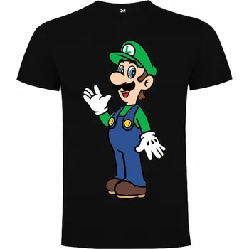 Nejlevnější Tričko Super Luigi Bros. Barva: černá, Velikost: 122/128 - 6/7let, Pohlaví: Dětské - unisex