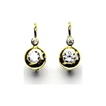 Náušnice Zlaté náušnice sněhuláci čiré zirkony - NK1263 - žluté zlato (Náušnice se zirkony ve žlutém zlatě)