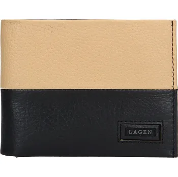 Peněženka Lagen pánská peněženka kožená 50044 - černá/béžová - BLK/BEIGE