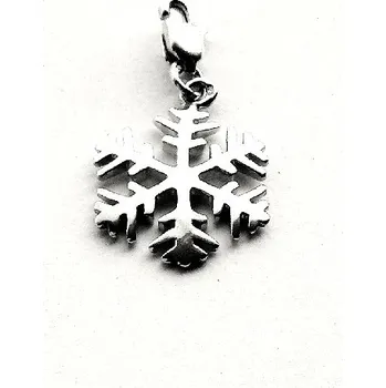 Přívěsek Stříbrný přívěsek vločka ,karabina - P919 kar (Stříbrná sněhová vločka s karabinou)