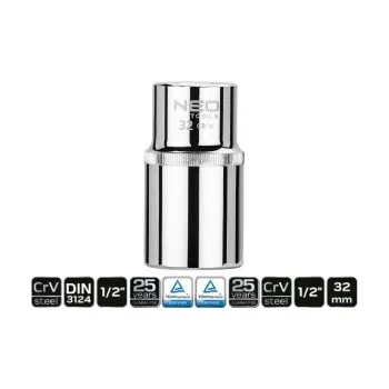 Gola hlavice Hlavice gola 12 hranná prodloužená, 1/2", 32 mm TOPEX (08-085)