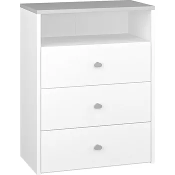 Dětská skříň Nábytek PEGAS s.r.o. Komoda Loen 02, bílá/šedostříbrná