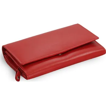 Červená dámská psaníčková kožená peněženka s klopnou 511-2120-31