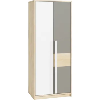 Dětská skříň Nábytek PEGAS s.r.o. Šatní skříň Drop 0201, Buk Fjord/Bílá/Šedá platina