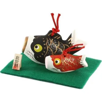 Keramické figurky japonských kaprů Koinobori - rodič a dítě