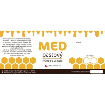 Etiketa na sklenici - 1 bílá - Med pastový