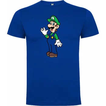 Chlapecké tričko Nejlevnější Tričko Super Luigi Bros. Barva: Středně modrá/Royal/Královsky modrá, Velikost: XXL, Pohlaví: Panské