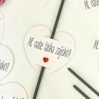 Party dekorace Goldpress Svatební kartičky na prskavky Srdíčko bílé 8 ks