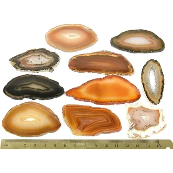 Přírodní kámen Leštěný plátek z achátu balení 10ks (130g)