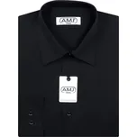 Pánská košile AMJ jednobarevná JDS017, černá, dlouhý rukáv, slim fit, vel. 45