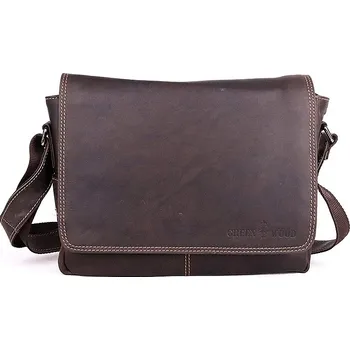 Středně velká kožená pánská crossbody taška GreenWood no. 113 tmavěhnědá