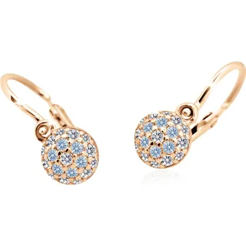 Náušnice Cutie Kids Jewellery c2755-10-70-x-4 Dětské náušnice z růžového zlata na brizuru Cutie C2755 Arctic Blue – zlatý šperk ryzosti 585/1000 v Dárkovém balení s Certifikátem GBERM-00862